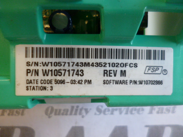 W10571743 Washer Control ⚡️2 Year Warranty ⚡️ Fast Shipping ⚡️