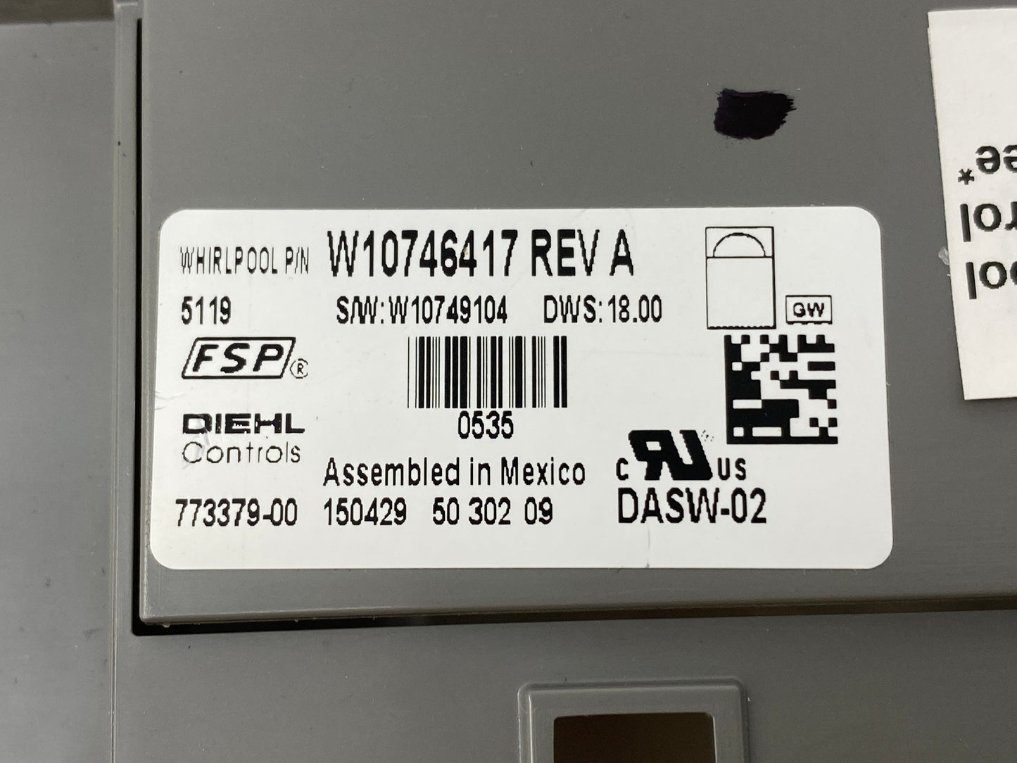 W10746417 Whirlpool Dishwasher Control ⚡2 Year Warranty ⚡ Fast Shipping⚡