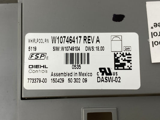 W10746417 Whirlpool Dishwasher Control ⚡2 Year Warranty ⚡ Fast Shipping⚡