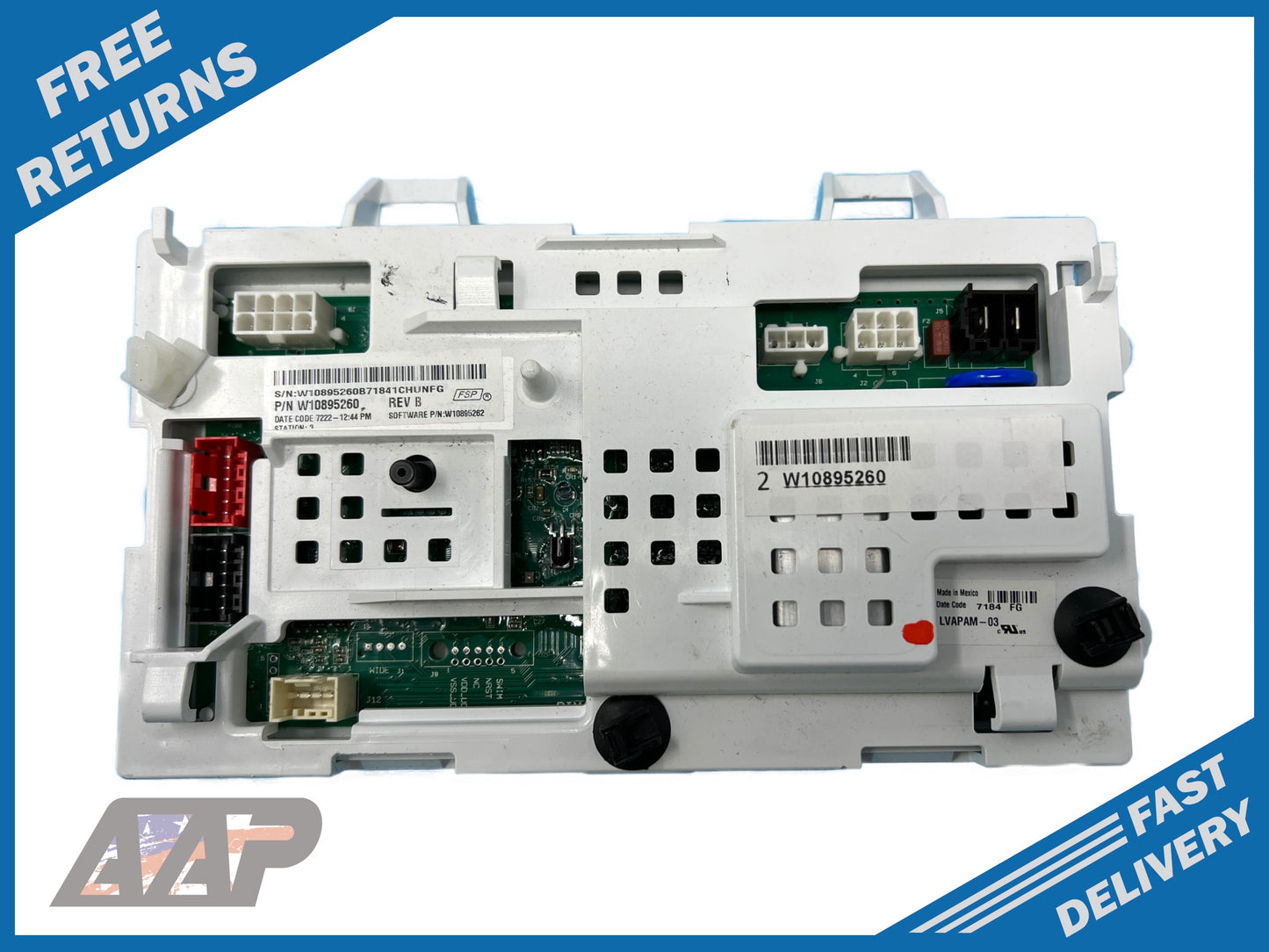 W10895260 AAP REFURBISHED Washer Control Board ⚡️2 Year Warranty⚡️Fast Shipping⚡️