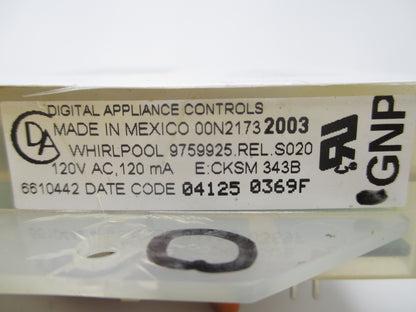 9759925 REFURBISHED Whirlpool White Stove Control *LIFETIME Guarantee* New Face