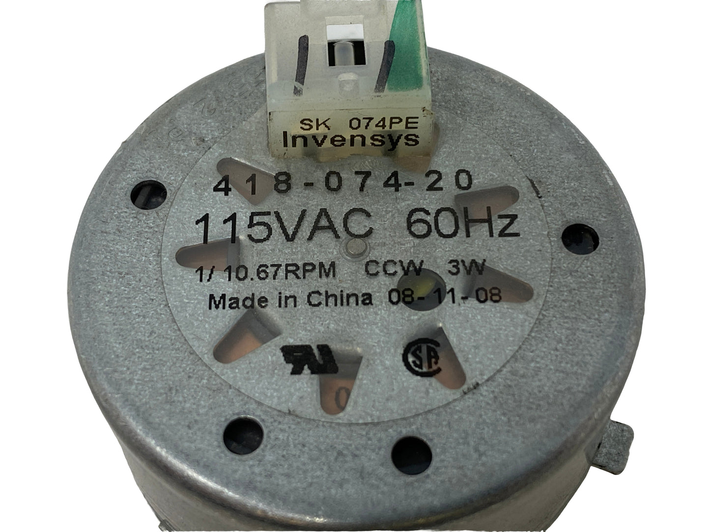 418-074-20 Invensys Timer Motor 115VAC 60Hz 1/10.67 RPM Counter Clockwise 3W