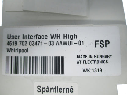 8181866 4619 702 03471-03 Whirlpool Washer Control *1 Year Guarantee*