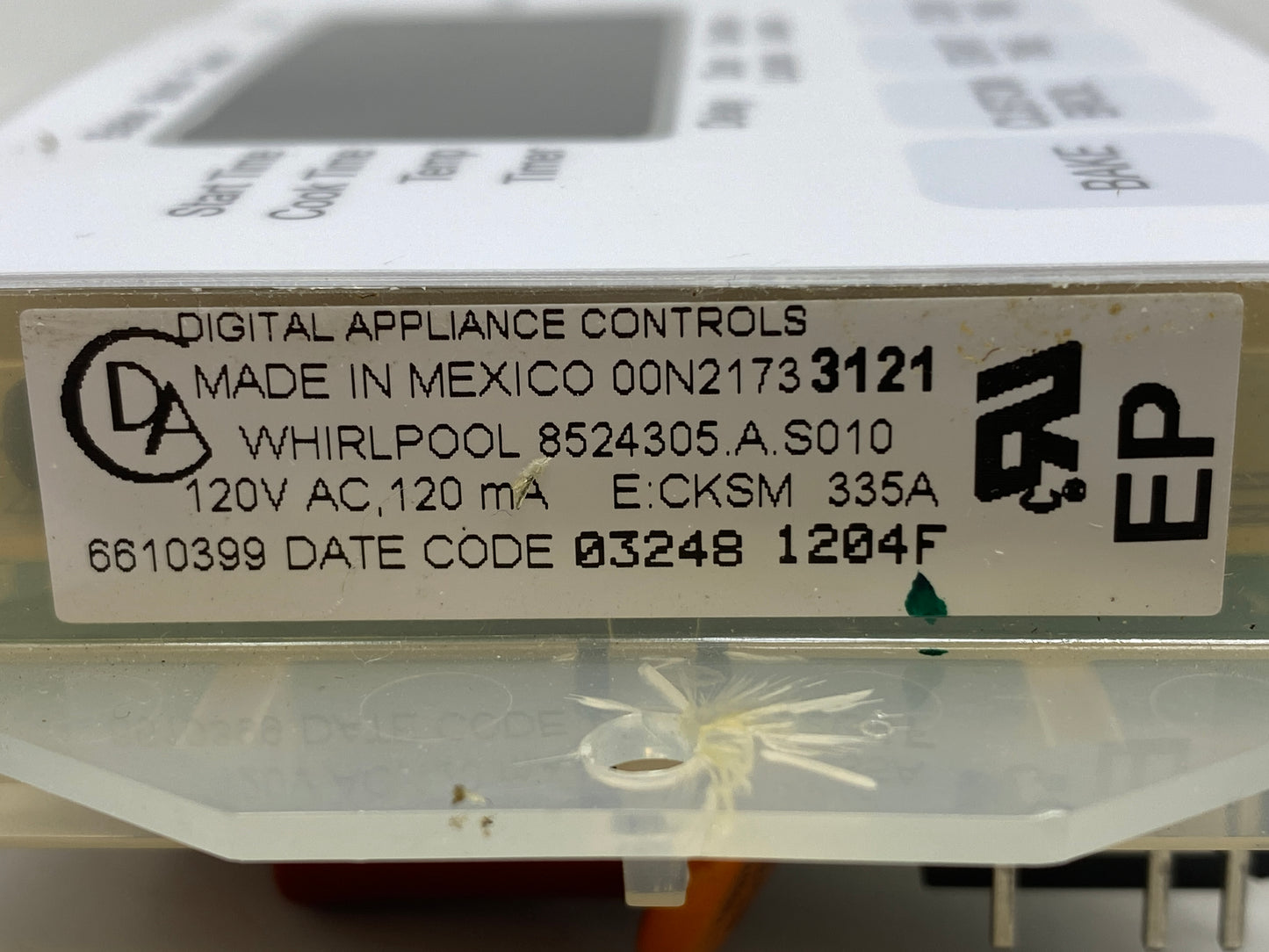 8524305 6610399  Whirlpool White Stove Control ⚡2 Year Warranty ⚡ Fast Shipping⚡