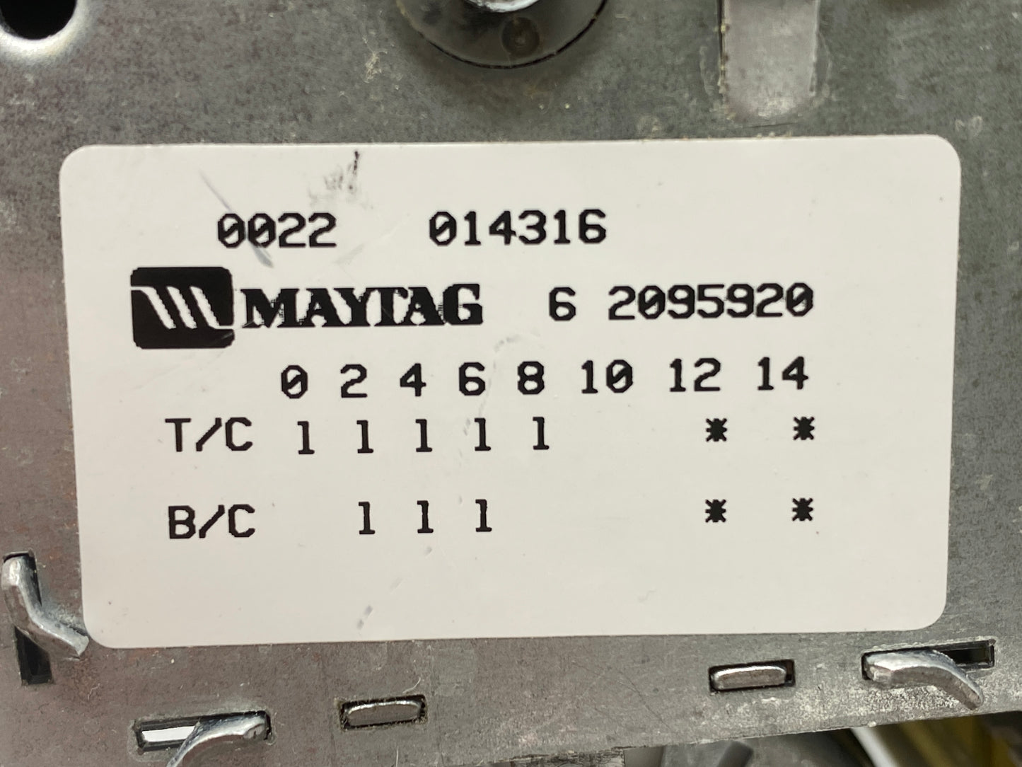 6 2095920 22001924 AAP REFURBISHED Maytag Washer Timer LIFETIME Guarantee